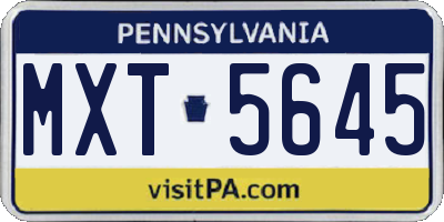 PA license plate MXT5645