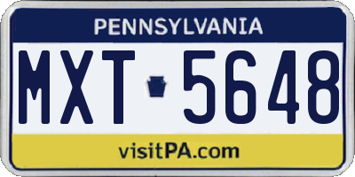 PA license plate MXT5648
