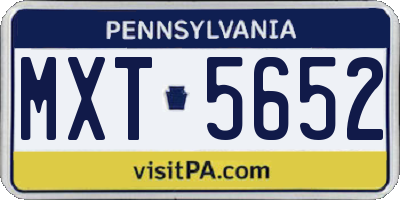 PA license plate MXT5652