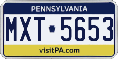 PA license plate MXT5653