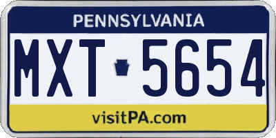 PA license plate MXT5654