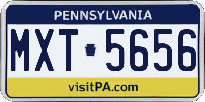 PA license plate MXT5656