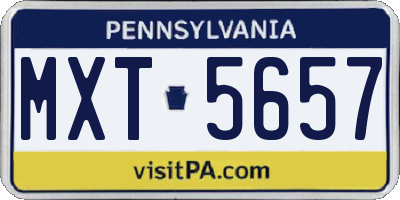 PA license plate MXT5657