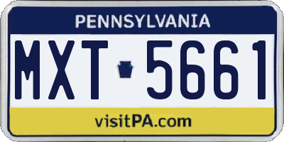 PA license plate MXT5661