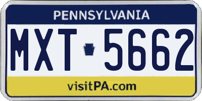 PA license plate MXT5662