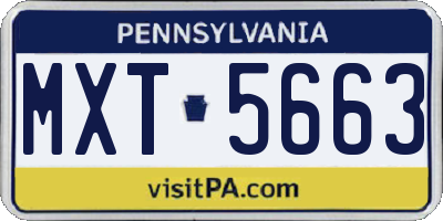 PA license plate MXT5663