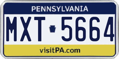 PA license plate MXT5664