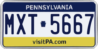 PA license plate MXT5667