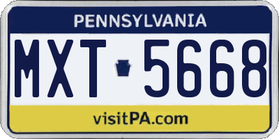 PA license plate MXT5668