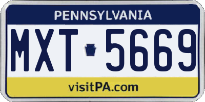 PA license plate MXT5669