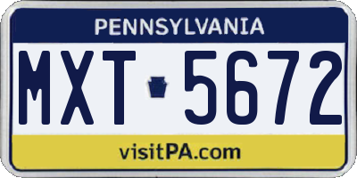 PA license plate MXT5672