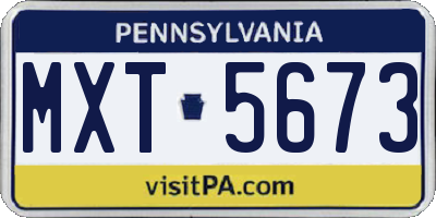 PA license plate MXT5673