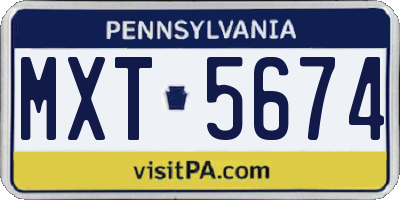 PA license plate MXT5674