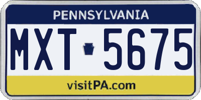PA license plate MXT5675