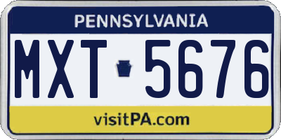 PA license plate MXT5676