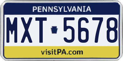 PA license plate MXT5678