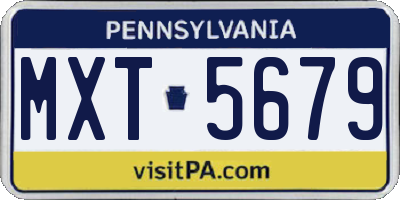 PA license plate MXT5679