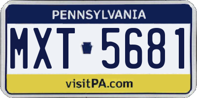 PA license plate MXT5681