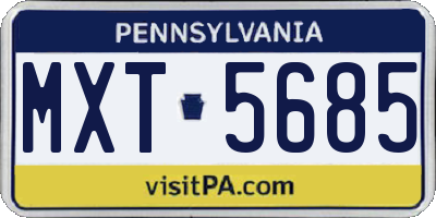 PA license plate MXT5685