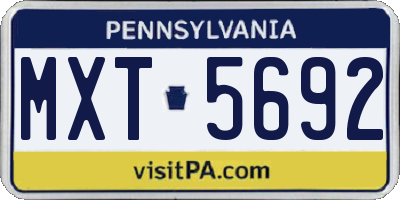 PA license plate MXT5692