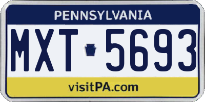 PA license plate MXT5693