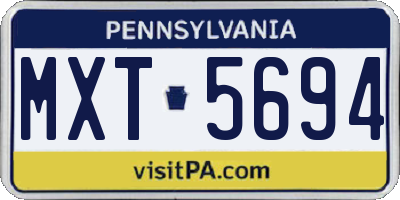 PA license plate MXT5694