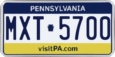 PA license plate MXT5700