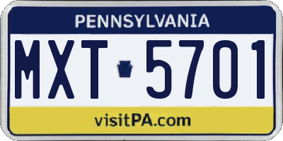 PA license plate MXT5701