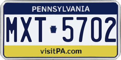 PA license plate MXT5702