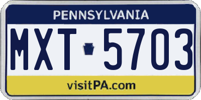 PA license plate MXT5703