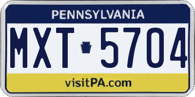 PA license plate MXT5704