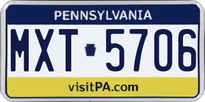 PA license plate MXT5706