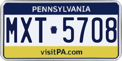 PA license plate MXT5708