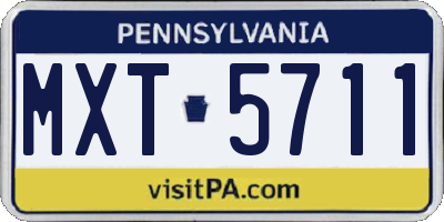 PA license plate MXT5711