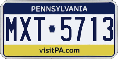 PA license plate MXT5713