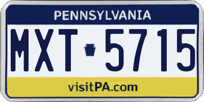PA license plate MXT5715
