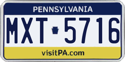 PA license plate MXT5716