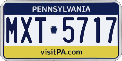 PA license plate MXT5717