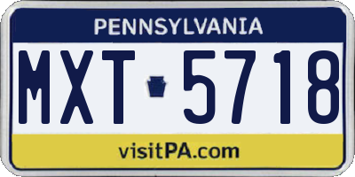 PA license plate MXT5718