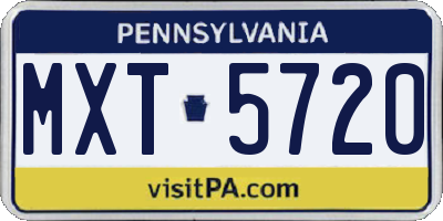PA license plate MXT5720