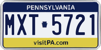PA license plate MXT5721