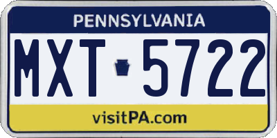 PA license plate MXT5722