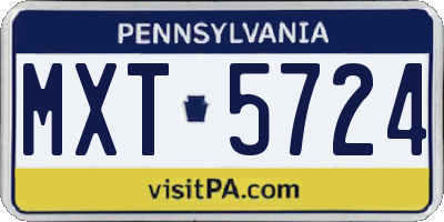 PA license plate MXT5724