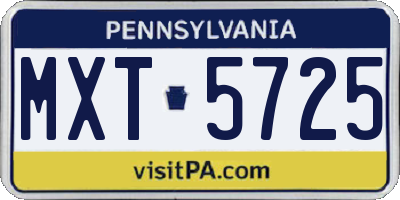 PA license plate MXT5725