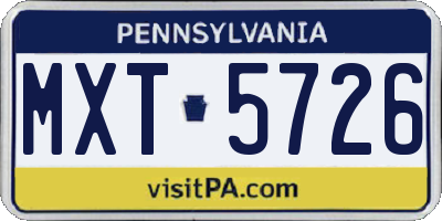 PA license plate MXT5726