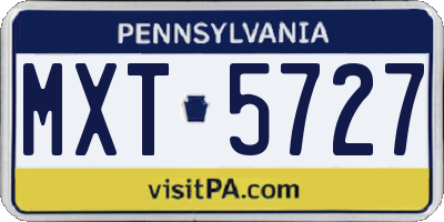 PA license plate MXT5727