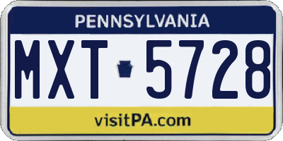 PA license plate MXT5728
