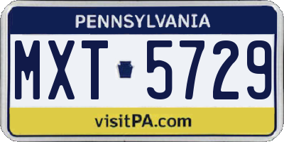 PA license plate MXT5729