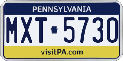 PA license plate MXT5730