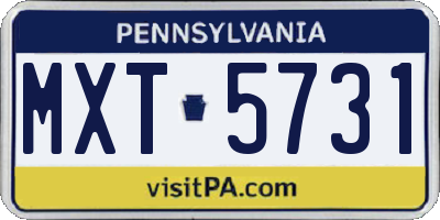 PA license plate MXT5731